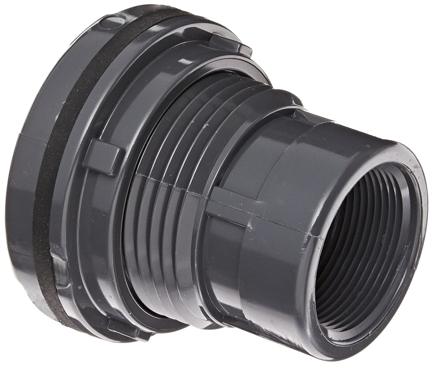 8172-040 - PVC Bulkhead Tank Adapter, Schedule 80, Gray, 4" FNPT x FNPT