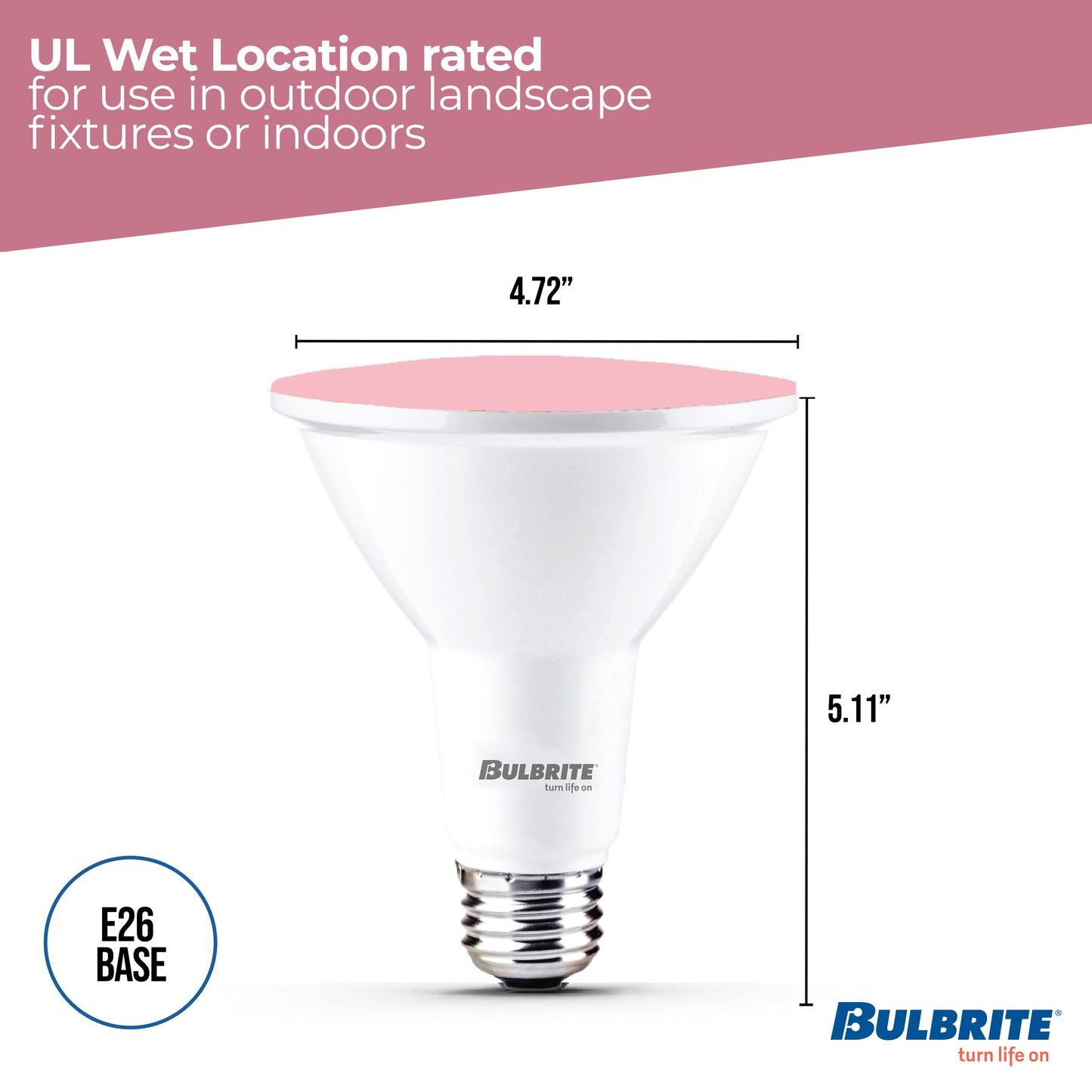 861910 - Weatherproof Dimmable Pink PAR38 LED Flood Light Bulb - 15 Watt - 2 Pack