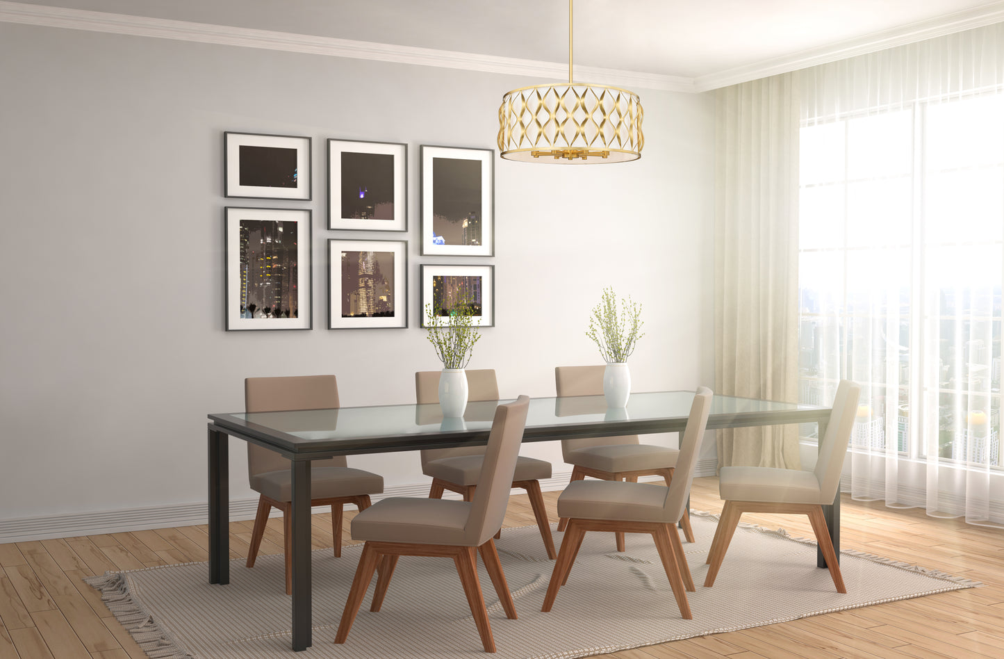 1948P26-MGLD - Harden 8 Light 26" Pendant - Modern Gold