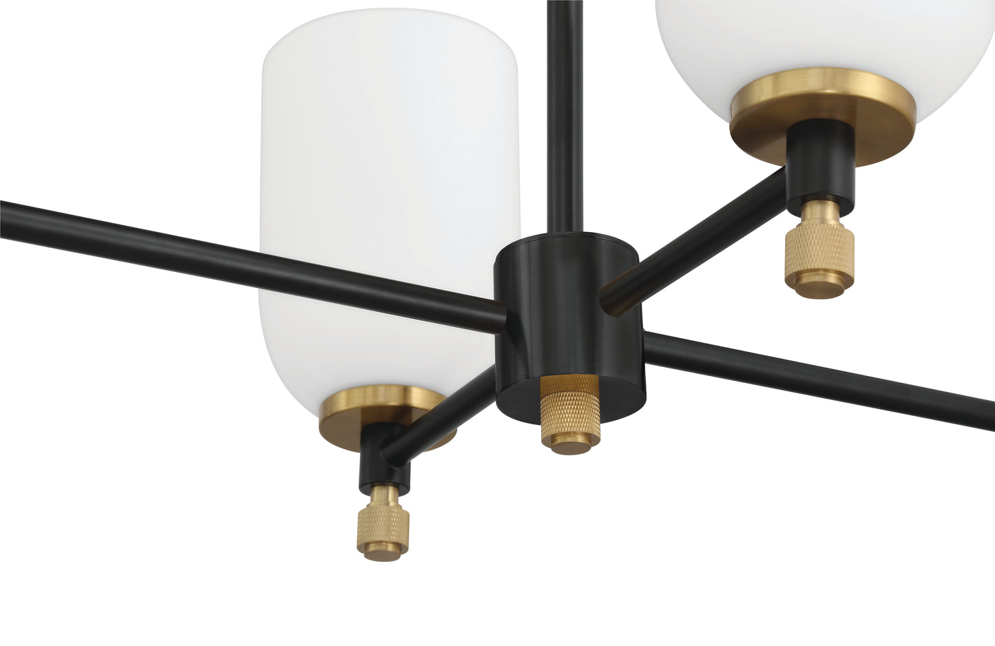 60376-FBSB - Council 6 Light 15" Wide Island Light - Flat Black / Satin Brass