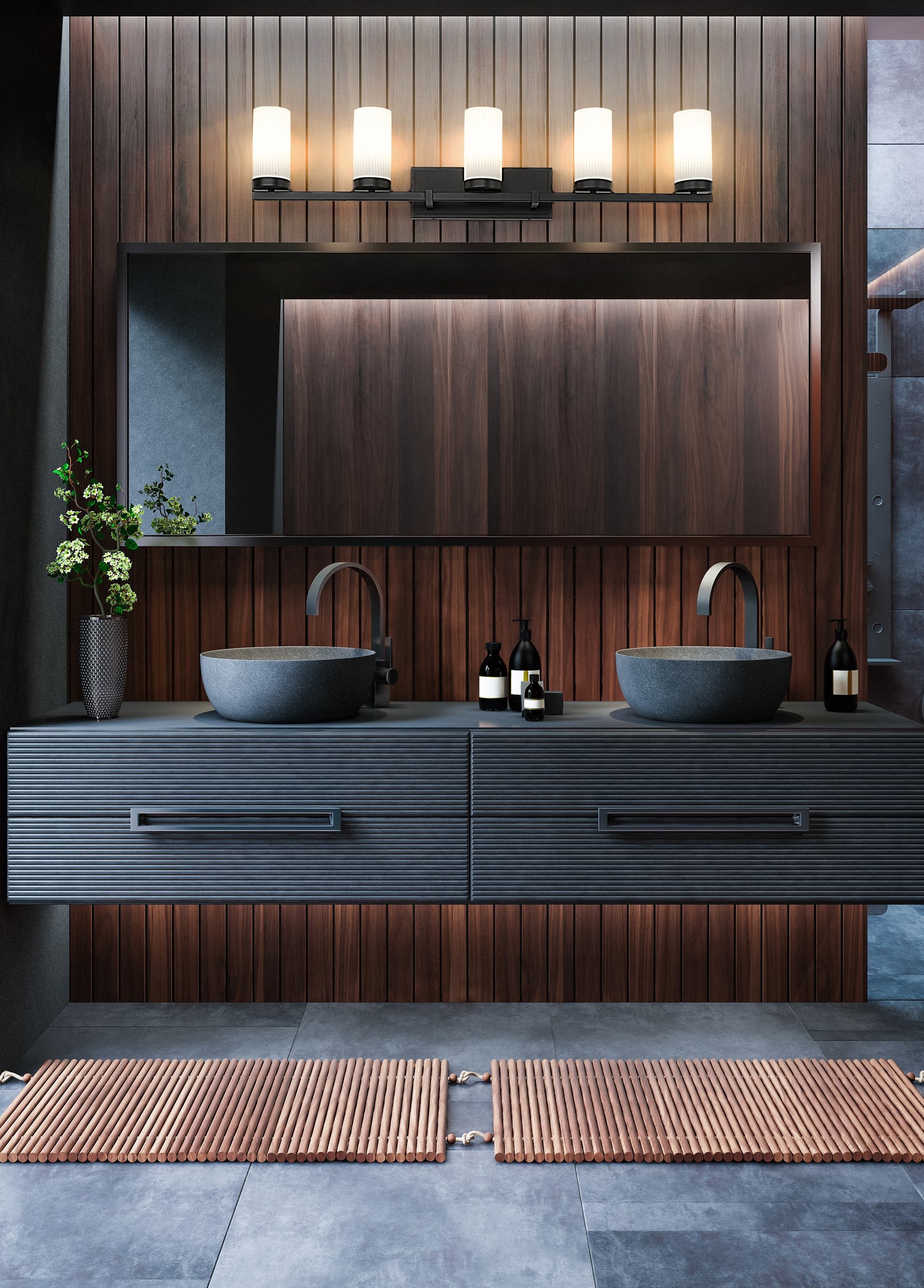 3044-5V-MB - Danica 5 Light 39" Vanity - Matte Black