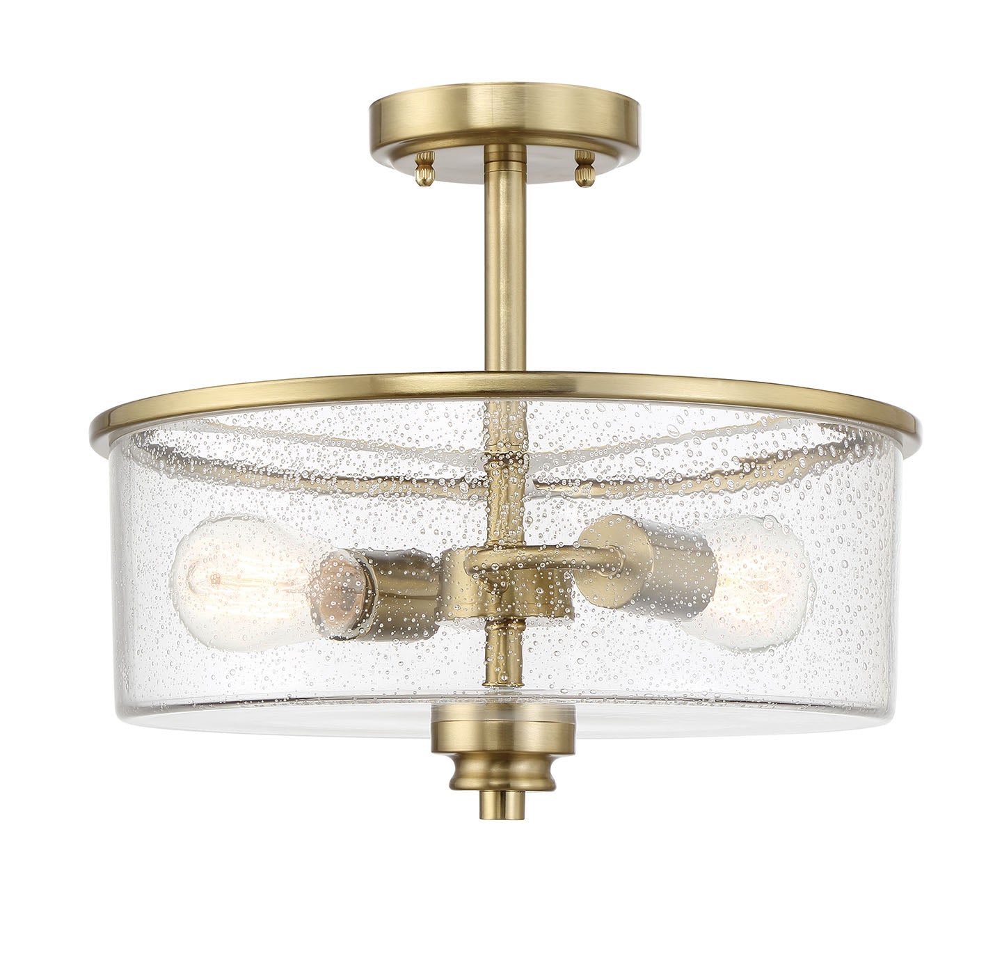 50552-SB - Bolden 2 Light 15" High Semi Flush Mount - Satin Brass