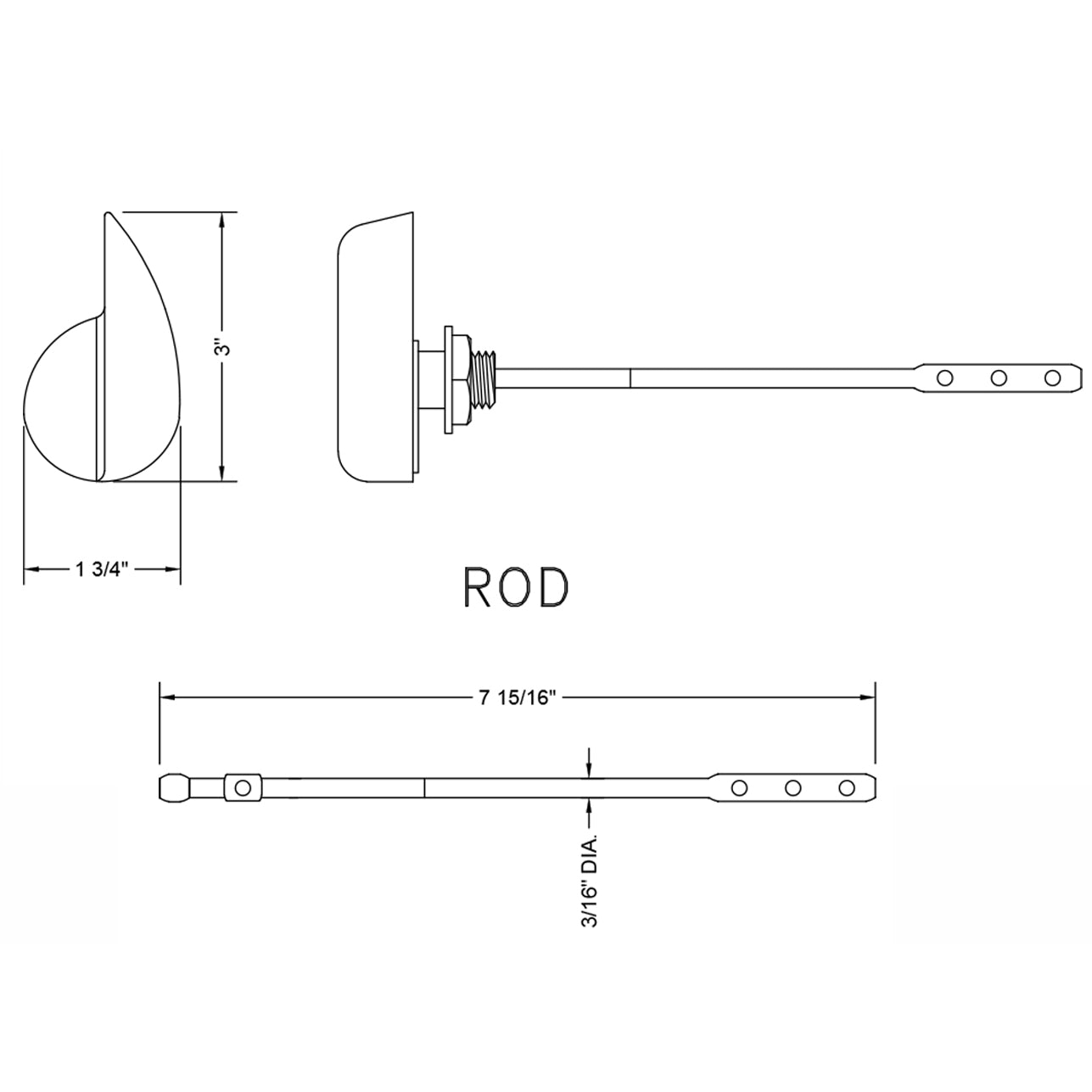 904-MBK - Toilet Tank Trip Lever to Fit Select TOTO Toilets - Matte Black