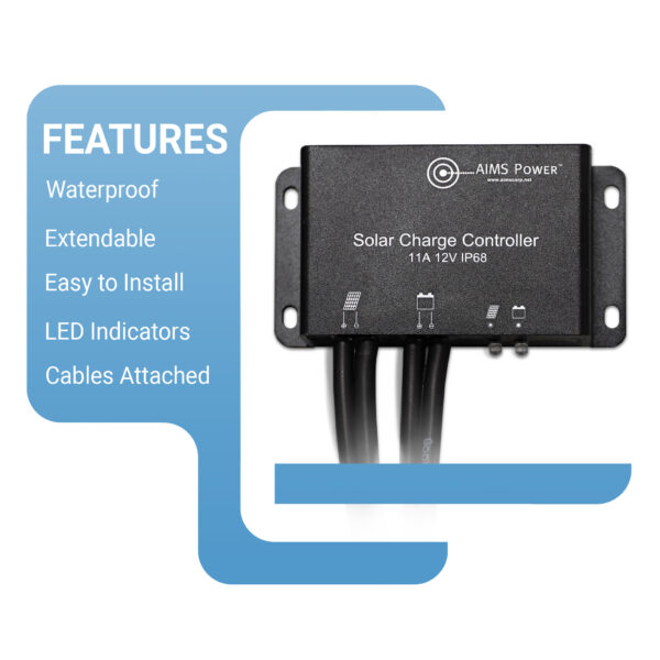 SCC11ARPM - Solar Charge Controller Waterproof 11 Amps with Cables