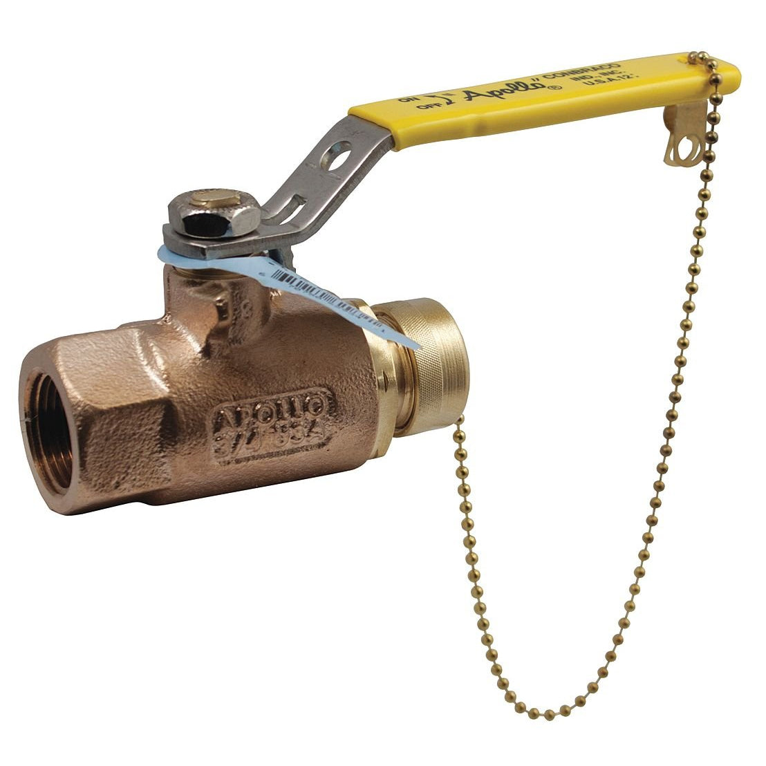 70LF-104-HC - 3/4" Lead Free FNPT Bronze Ball Valve, Hose Thread w/ Cap & Chain