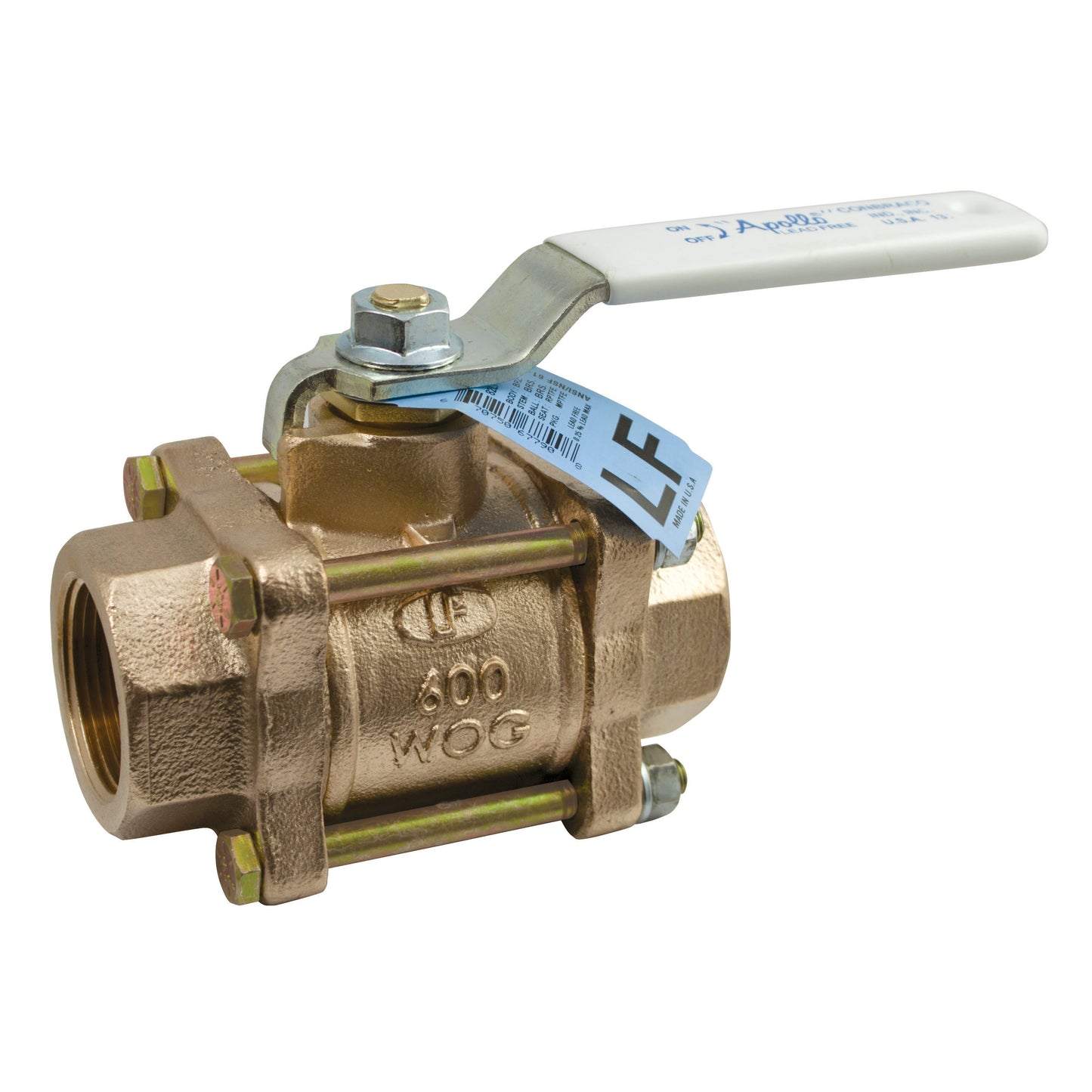 82LF-104-01 - 3/4" Lead Free 3-Piece Full Port, Threaded End Bronze Ball Valve