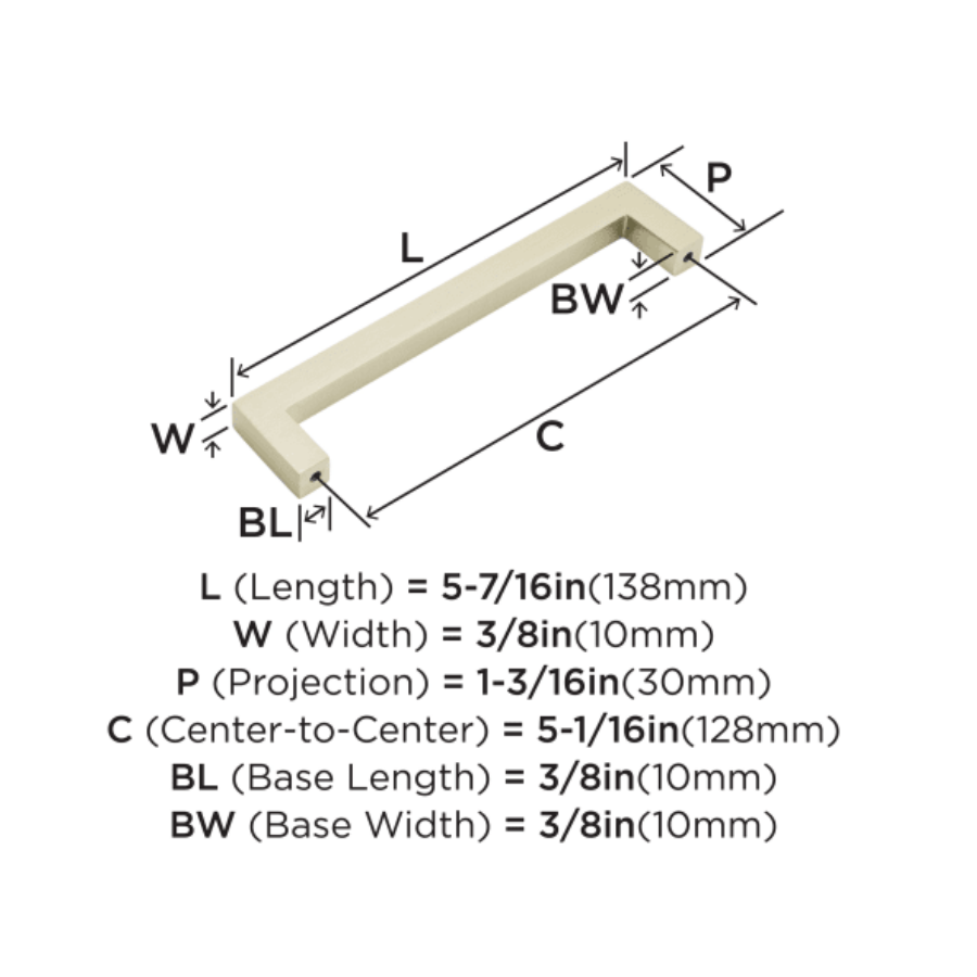 BP36571G10-10PACK - Monument - 5-1/16" Center-to-Center Cabinet Pull - Satin Nickel