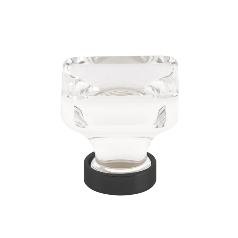 86403US19 - Lido Glass 1-3/8" Square Cabinet Knob - Glass Collection - Flat Black