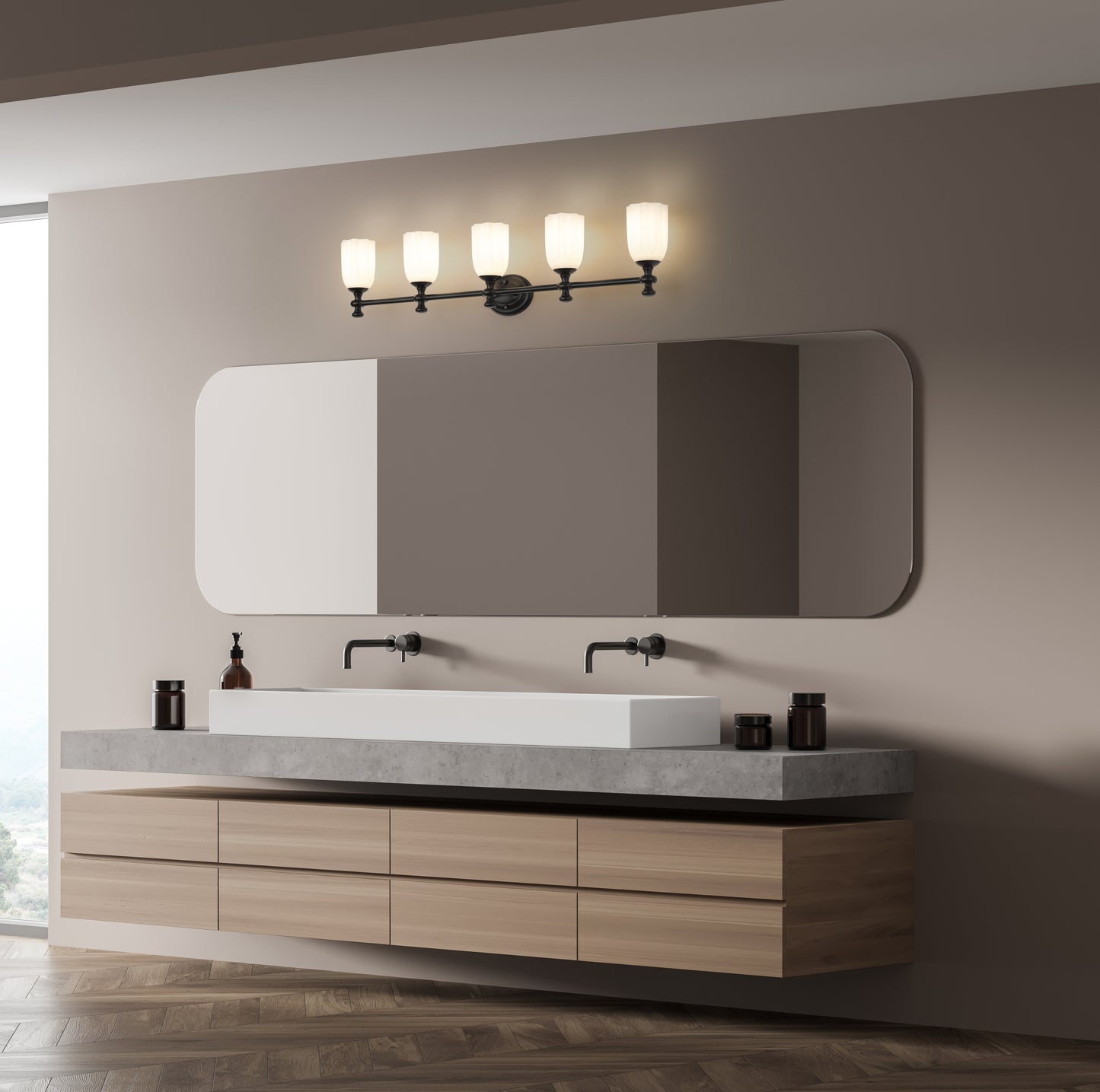 1102-5V-MB - Orion 5 Light 40" Vanity - Matte Black