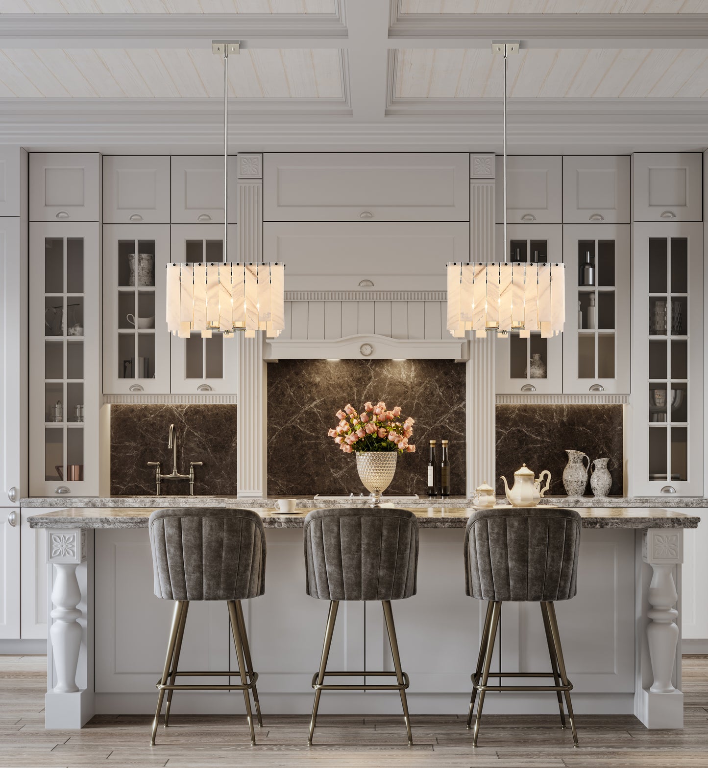 345P20-PN - Viviana 8 Light 20" Chandelier - Polished Nickel