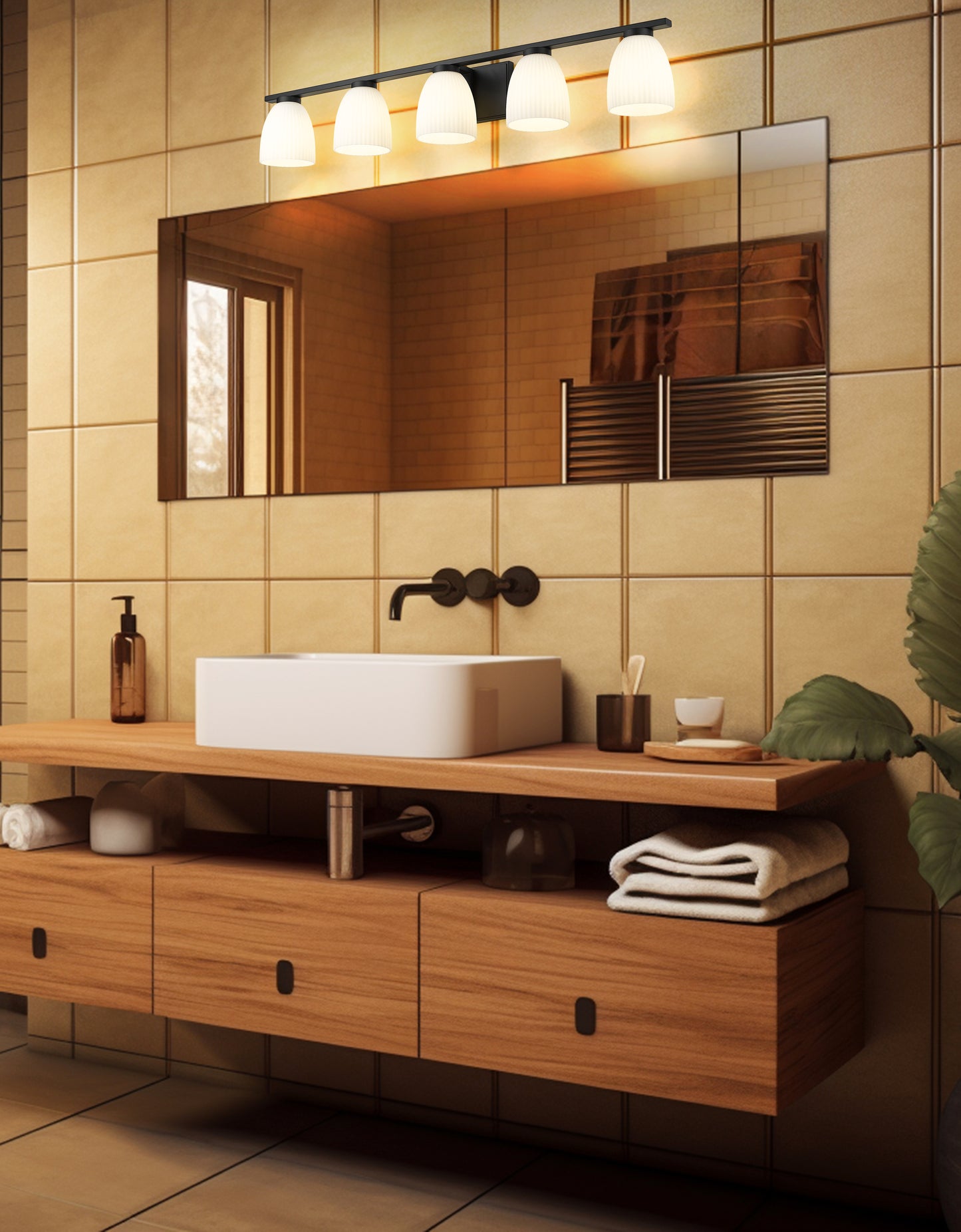 7518-5V-MB - Naya 5 Light 40" Vanity - Matte Black
