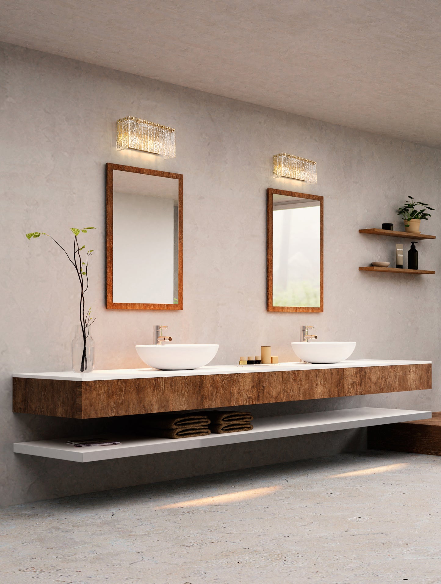 1943-2V-MGLD - Glacier 2 Light 15" Vanity - Modern Gold