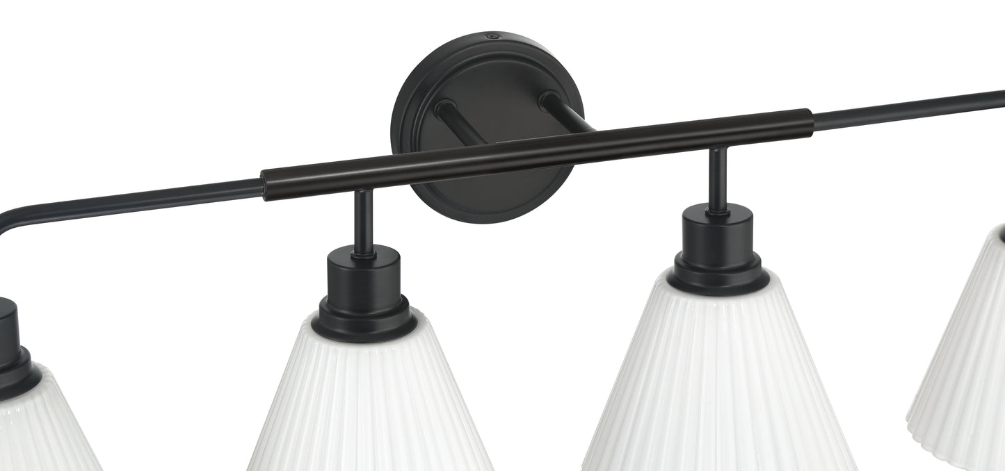 62304-FB - Pleated II 4 Light 34" Wide Vanity Light - Flat Black