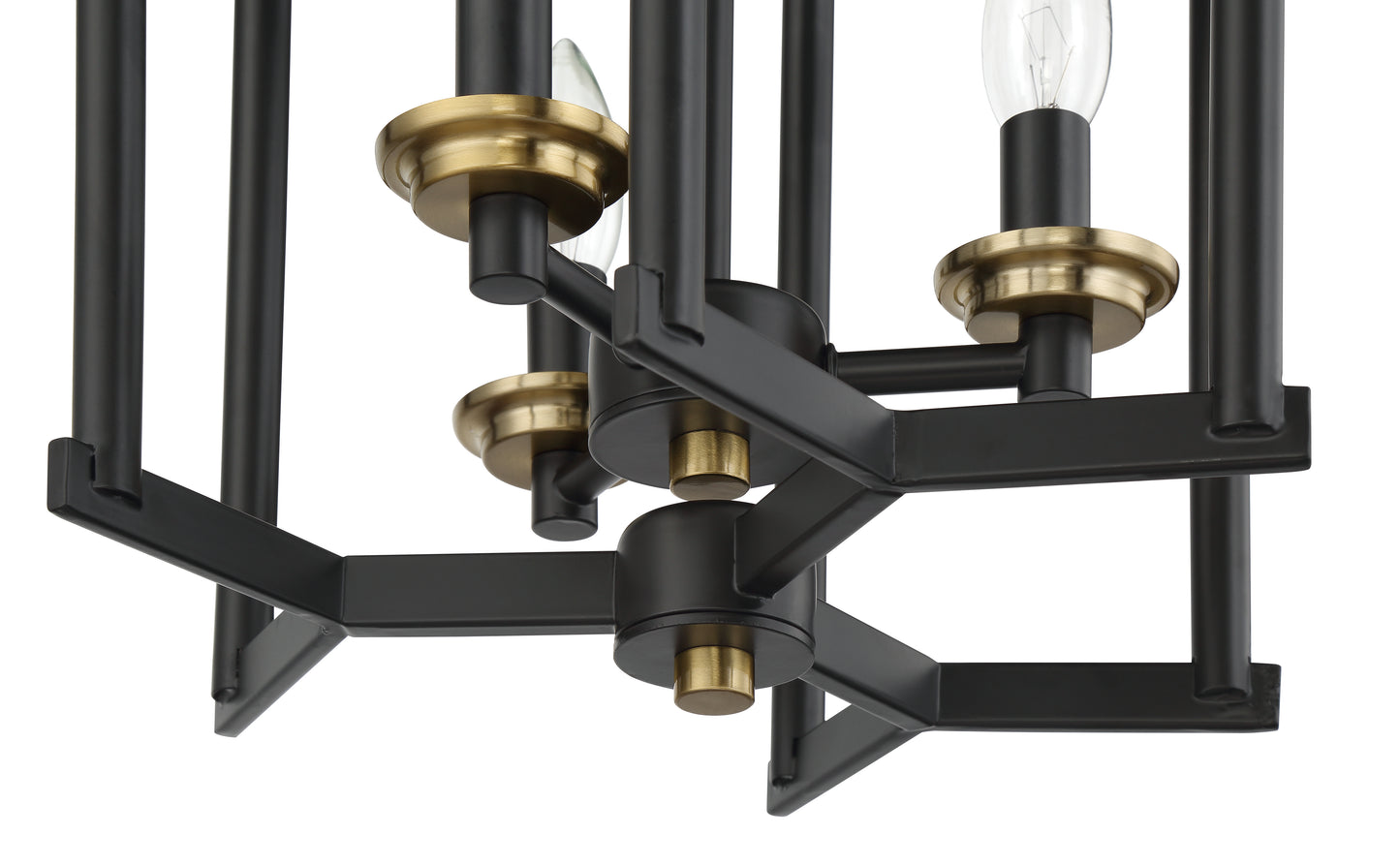 56953-FBSB - Avante Grand 3 Light 14.25" High Semi Flush Mount - Flat Black / Satin Brass