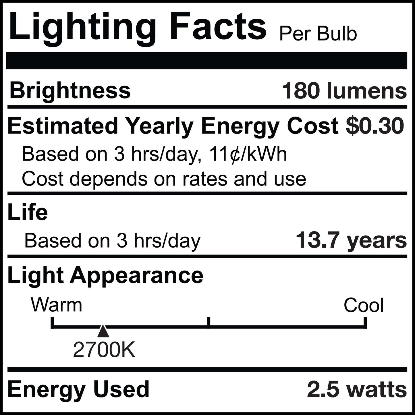 776951 - Dimmable Clear T6 LED Candelabra Light Bulb - 2.5 Watt - 2700K - 6 Pack