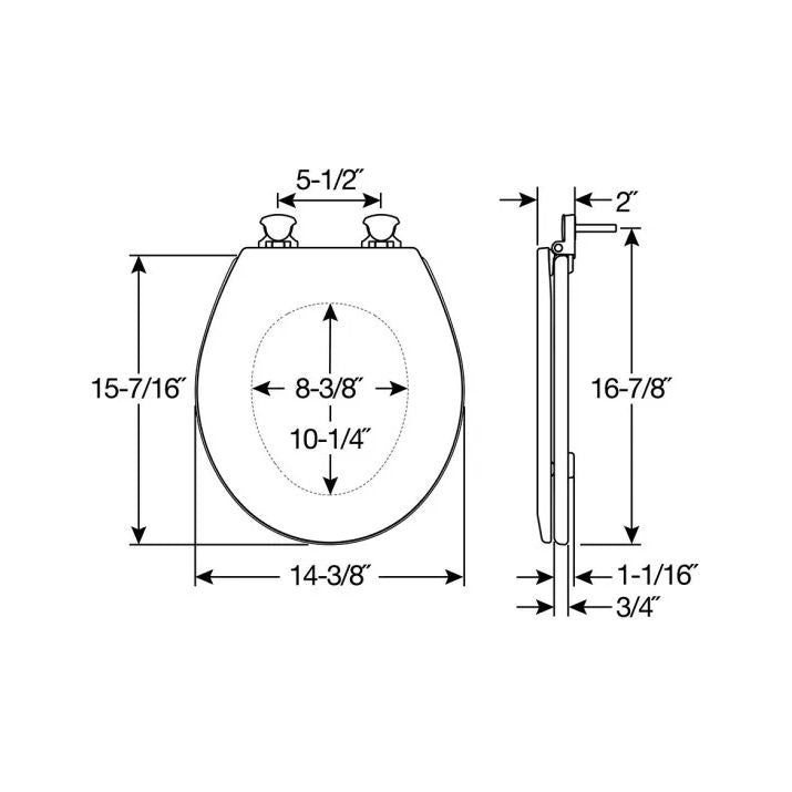 500EC 000 - Bemis Round Enameled Wood Toilet Seat - White