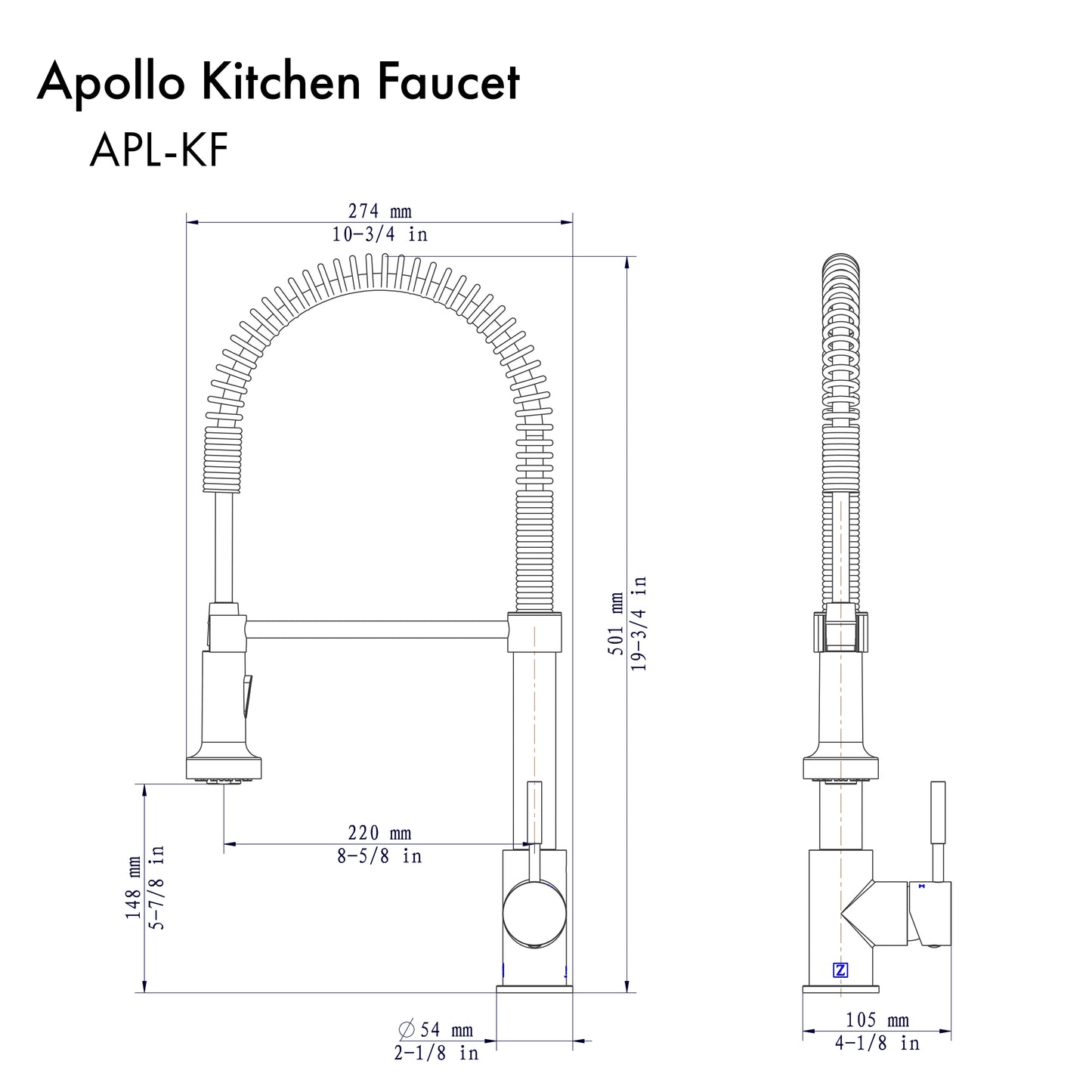 APL-KF-MB - Apollo Kitchen Faucet in Matte Black
