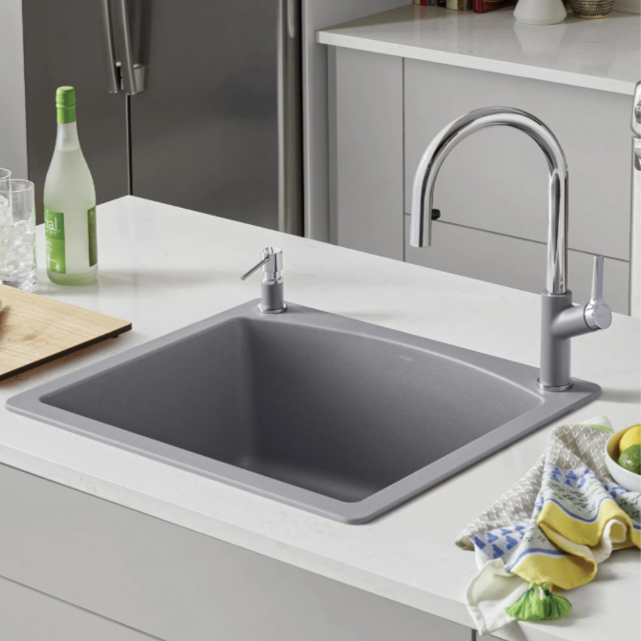 443060 - Diamond SILGRANIT 25" Single Bowl Dual Mount Kitchen Sink - Soft White