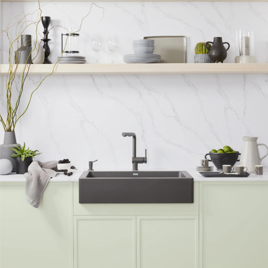 526539 - Vintera SILGRANIT 30" Single Bowl Apron-Front Farmhouse Sink - Cinder