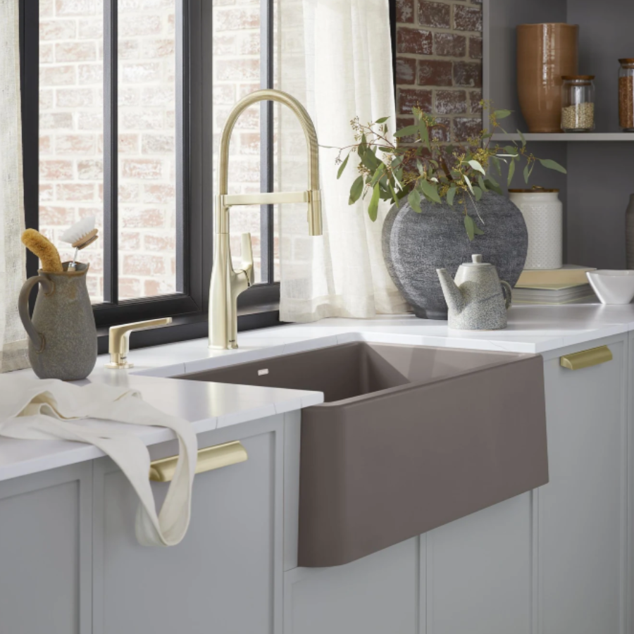 443114 - Ikon SILGRANIT 33" Single Bowl Apron-Front Farmhouse Sink - Volcano Gray