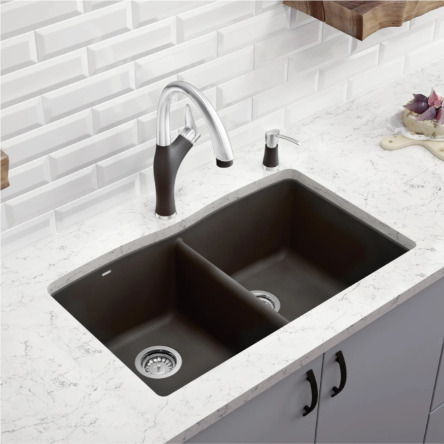 443104 - Diamond SILGRANIT 33" 50/50 Double Bowl Dual Mount Kitchen Sink - Volcano Gray