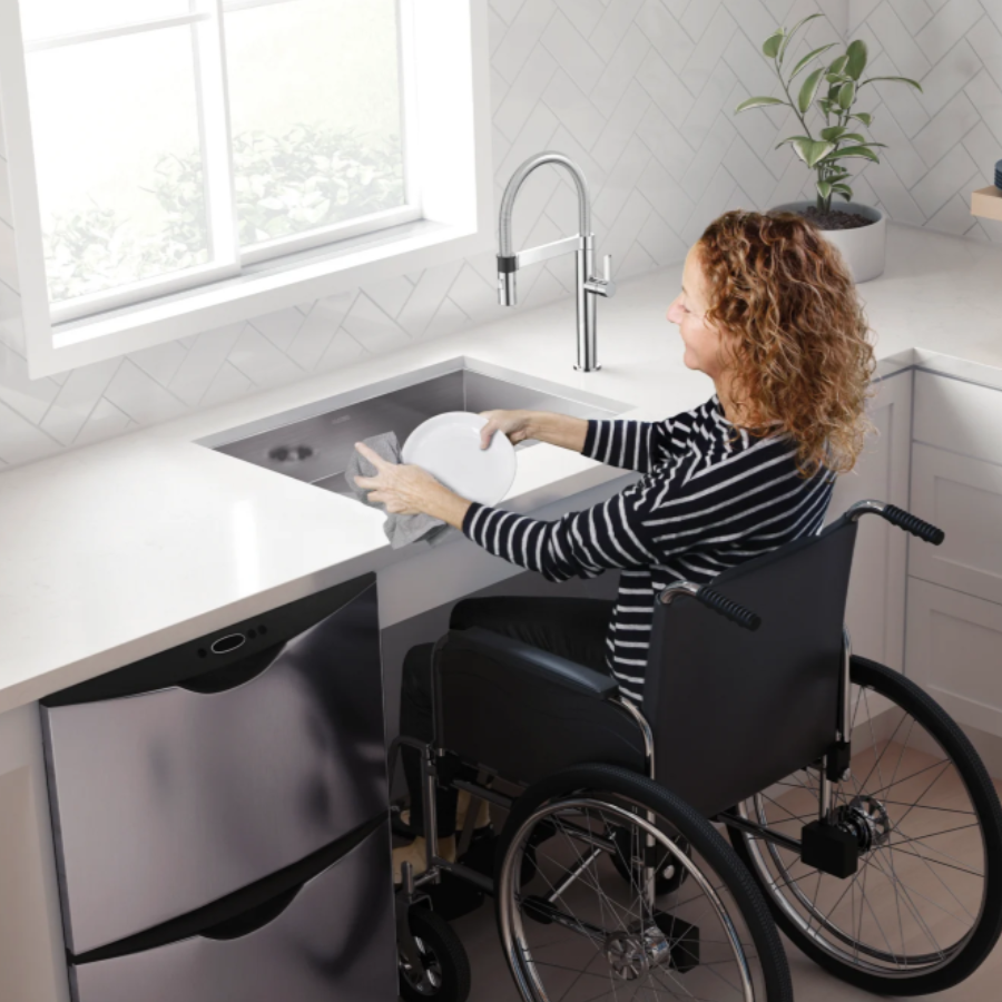 443047 - Quatrus R0 25" Single Bowl Undermount ADA Stainless Steel Kitchen Sink