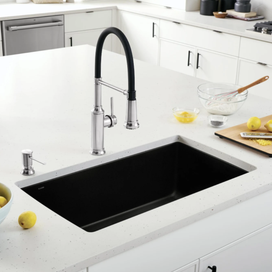 442916 - Diamond SILGRANIT 33" Super Single Undermount Kitchen Sink - Coal Black