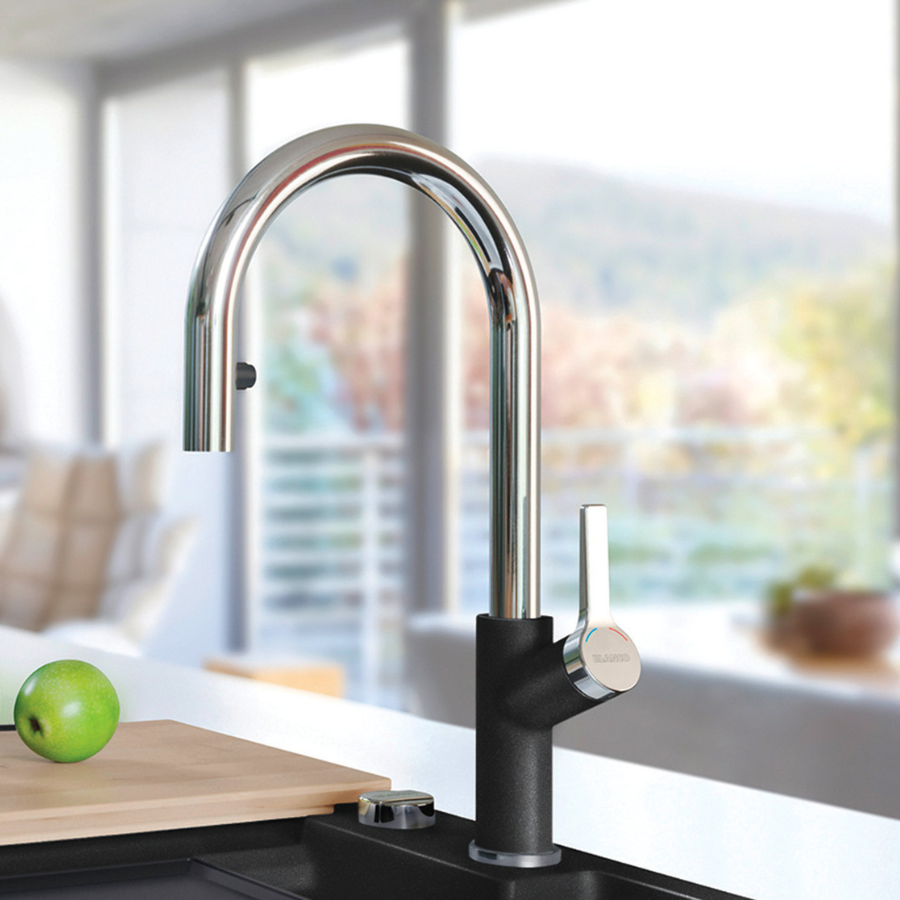 526394 - Urbena Pull-Down Dual-Spray Kitchen Faucet - Chrome/Café