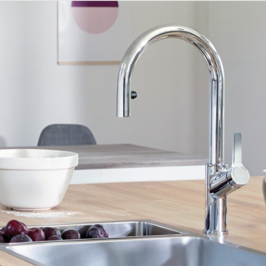 526390 - Urbena Pull-Down Dual-Spray Kitchen Faucet - Chrome