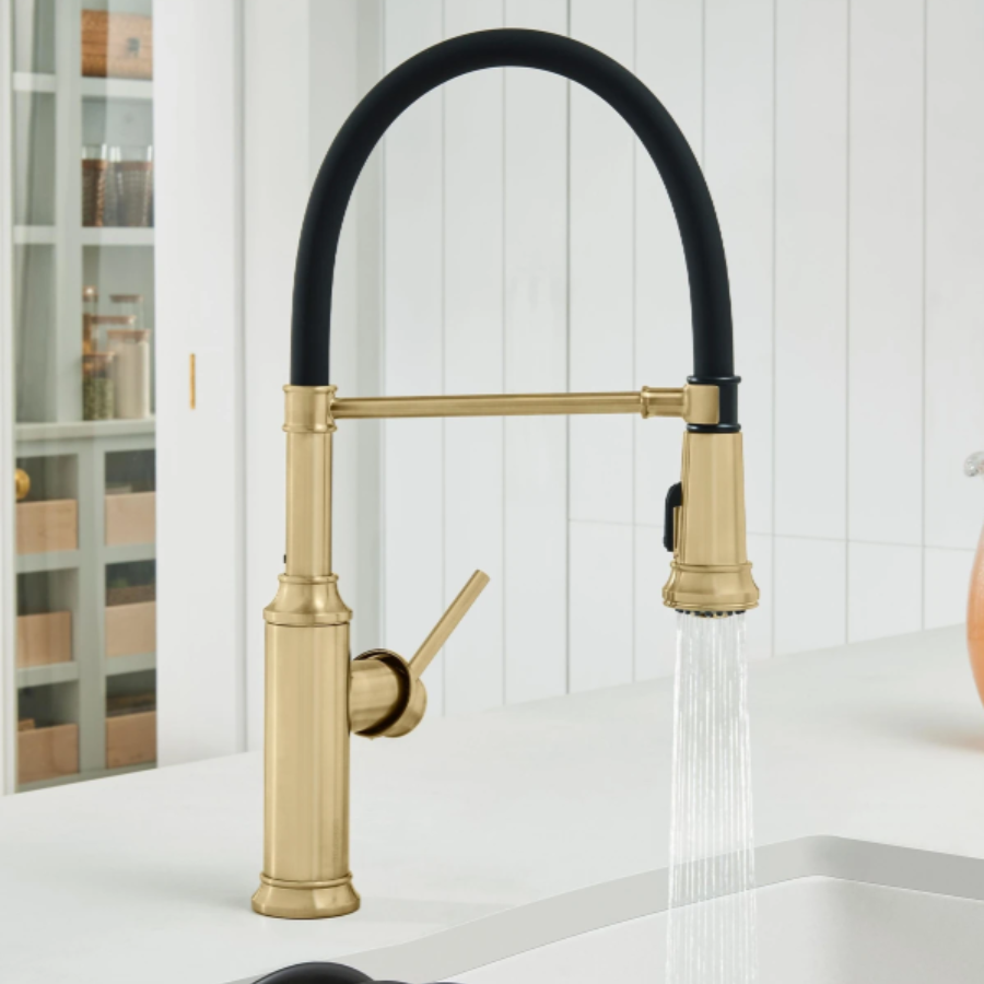 443246 - Empressa Semi-Pro Pull-Down Dual-Spray Kitchen Faucet - Satin Platinum