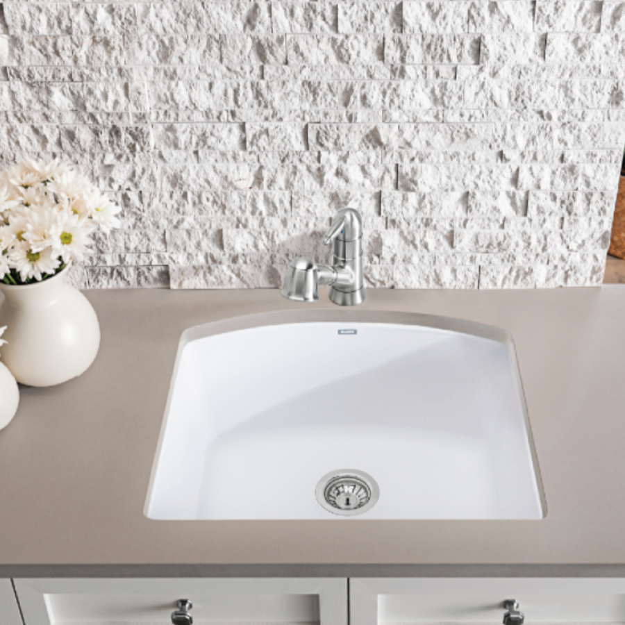 443061 - Diamond SILGRANIT 24" Single Bowl Undermount Kitchen Sink - Soft White