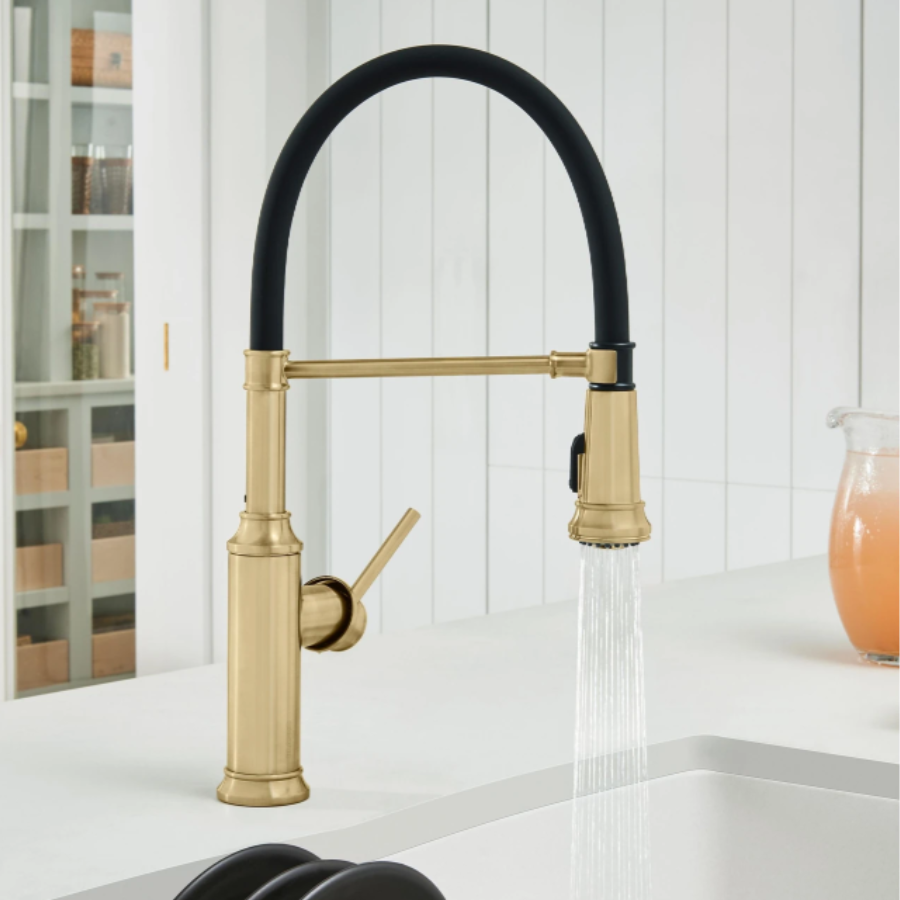 442982 - Empressa Semi-Pro Pull-Down Dual-Spray Kitchen Faucet - Satin Gold