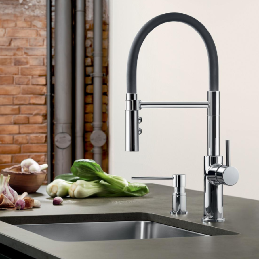 402448 - Catris Flexo Semi-Pro Pull-Down Dual-Spray Kitchen Faucet - PVD Steel