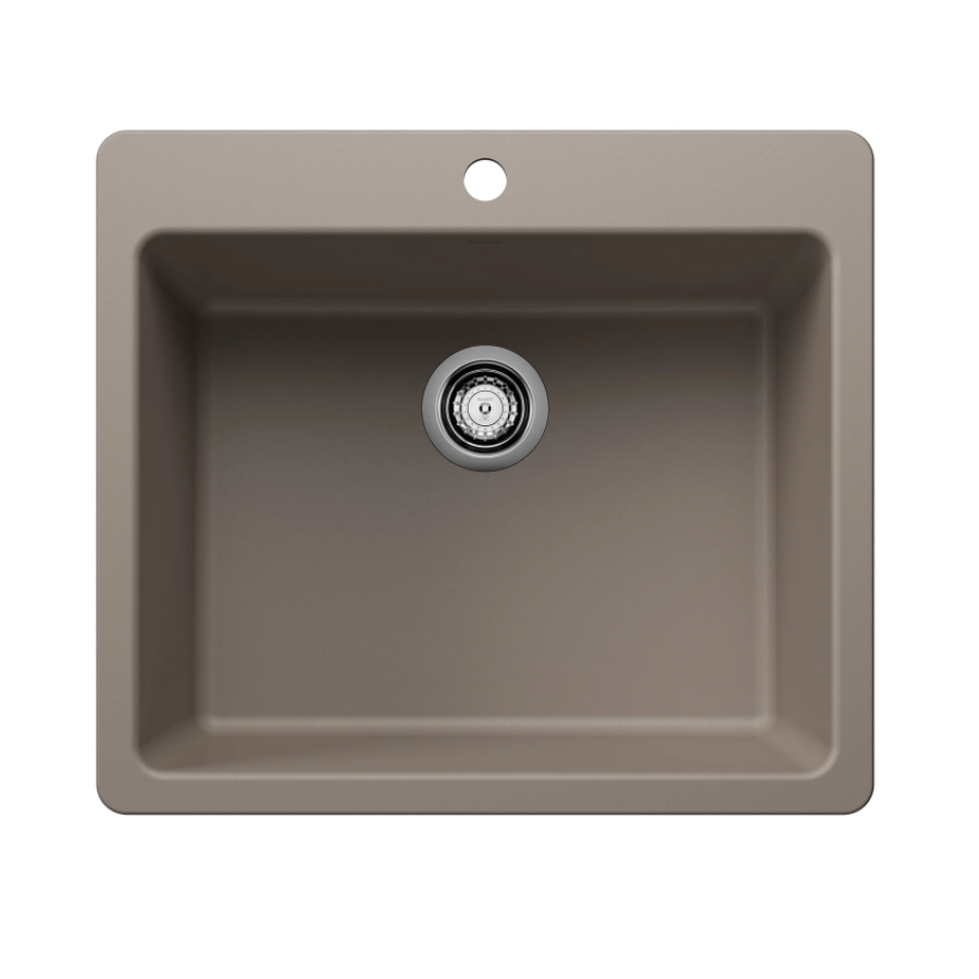 443222 - Liven SILGRANIT 25" Single Bowl Dual Mount Kitchen Sink - Truffle
