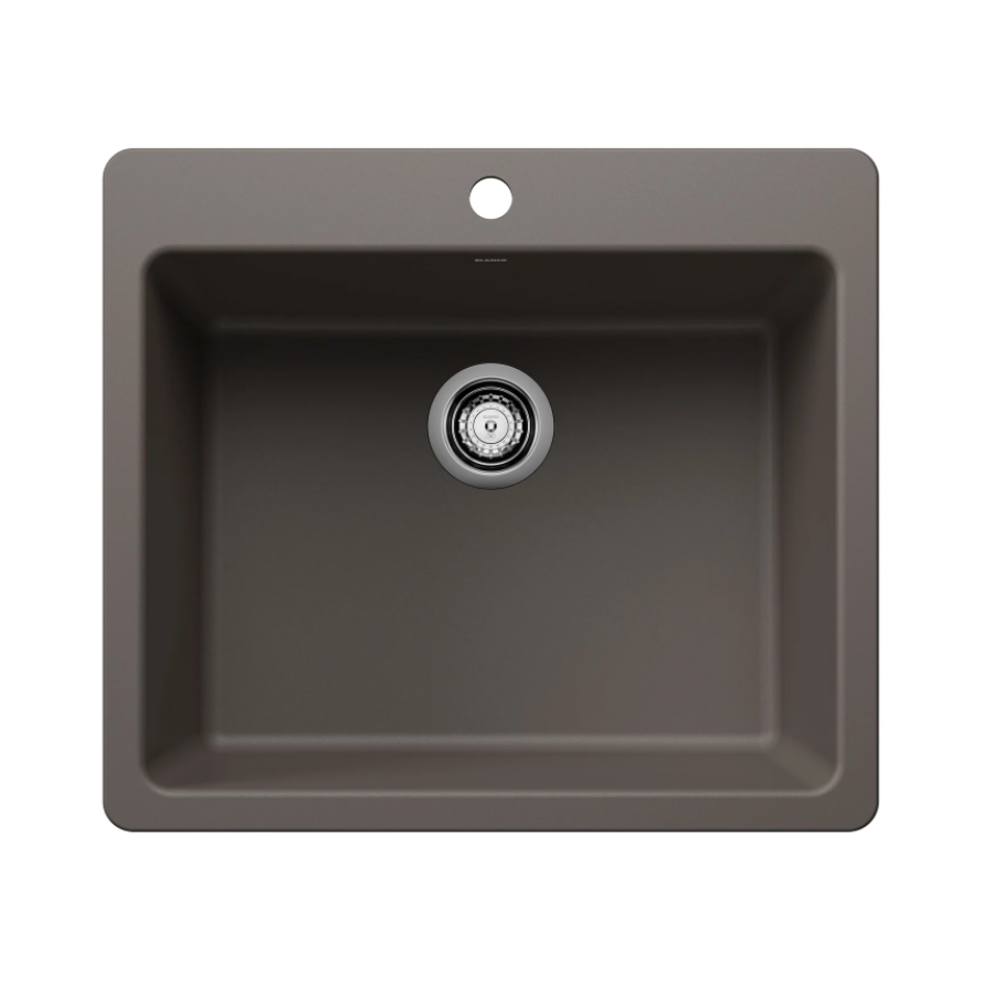 443224 - Liven SILGRANIT 25" Single Bowl Dual Mount Kitchen Sink - Volcano Gray