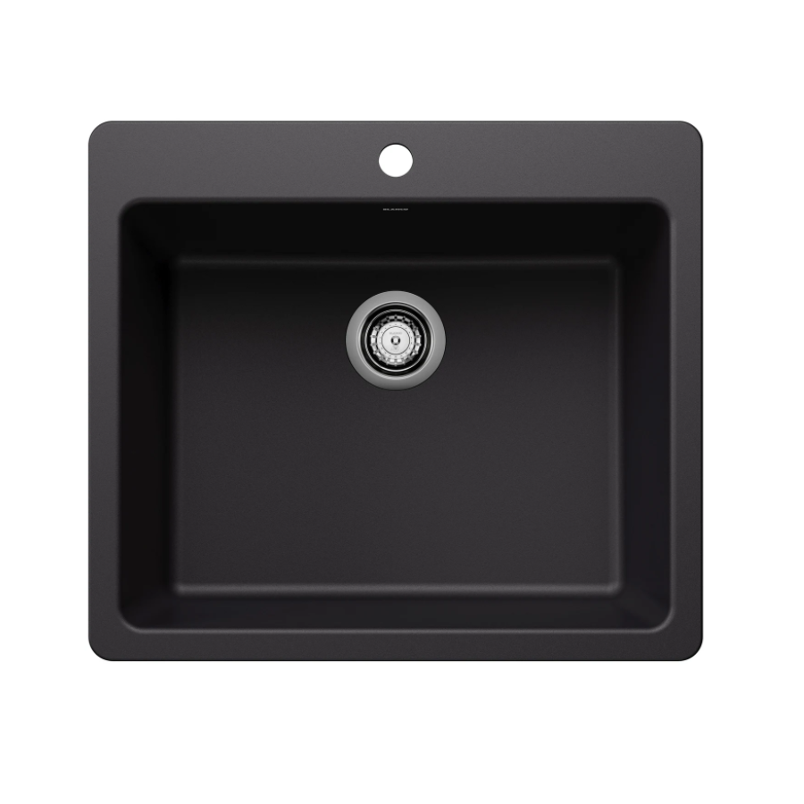 443218 - Liven SILGRANIT 25" Single Bowl Dual Mount Kitchen Sink - Coal Black