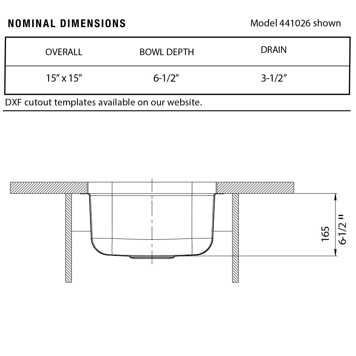 441026 - 15" Stellar Undermount Bar Sink - 18 Gauge Stainless Steel