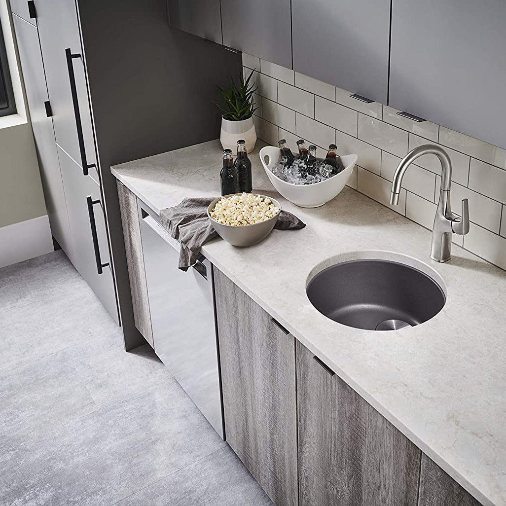 513382 - 18" Rondo Dual Mount Siligranit Round Bar Sink - Metallic Gray