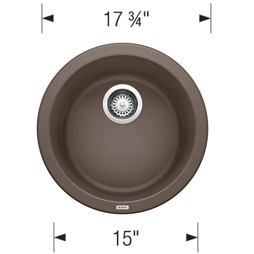 515803 - 18" Rondo Dual Mount Siligranit Round Bar Sink - Cafe Brown