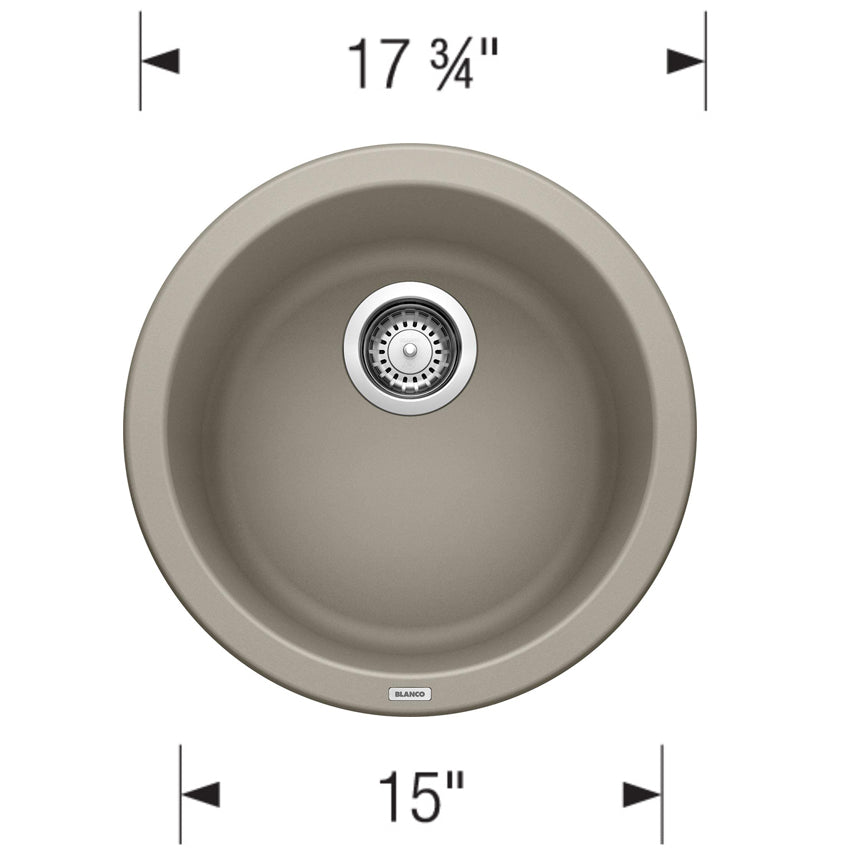 517699 - 18" Rondo Dual Mount Siligranit Round Bar Sink - Truffle