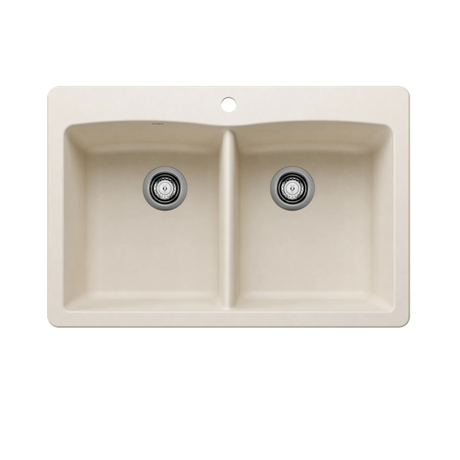 443067 -Diamond SILGRANIT 33" 50/50 Double Bowl Dual Mount Kitchen Sink - Soft White