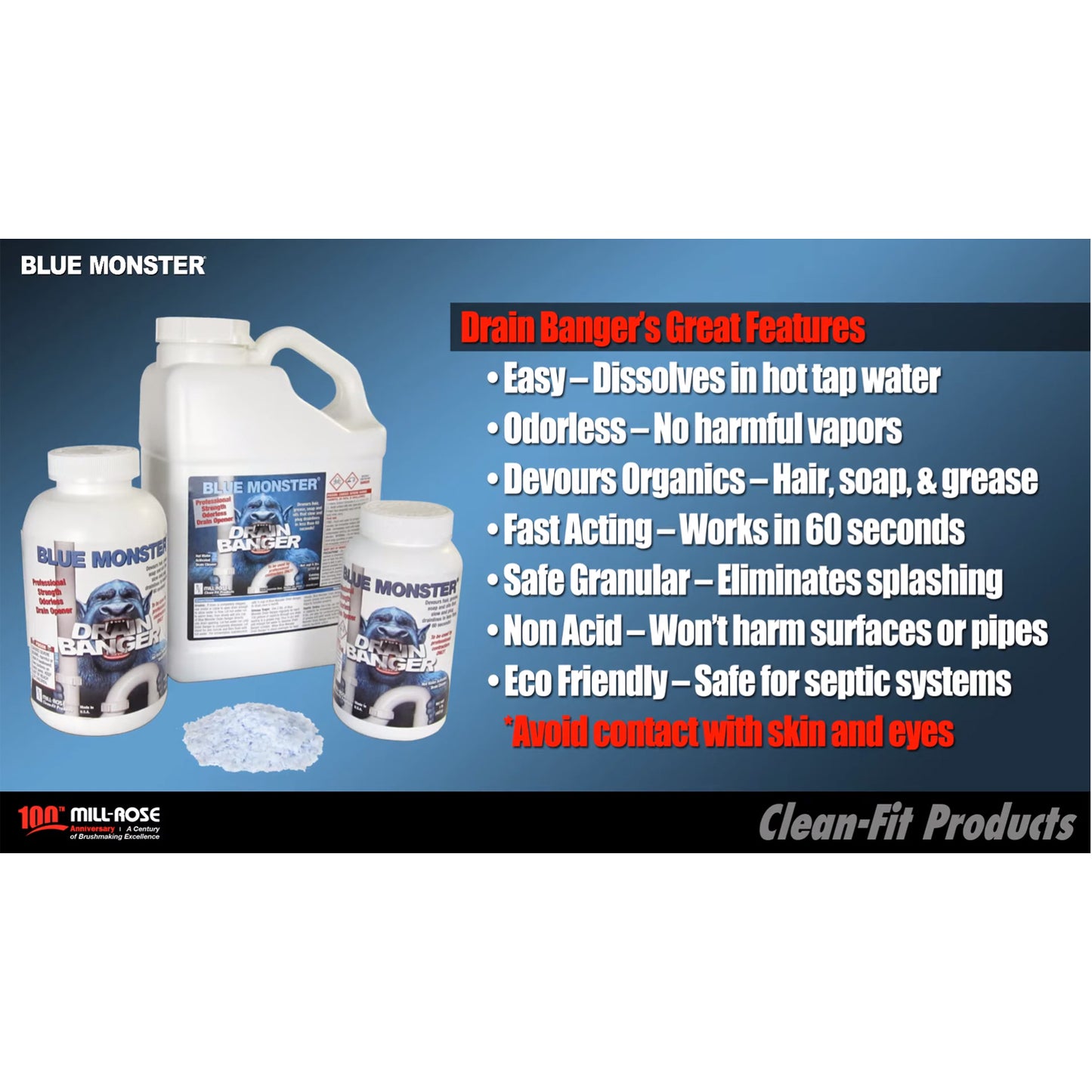 76055 - Blue Monster Drain Banger Professional Strength Drain Opener - 1 lb