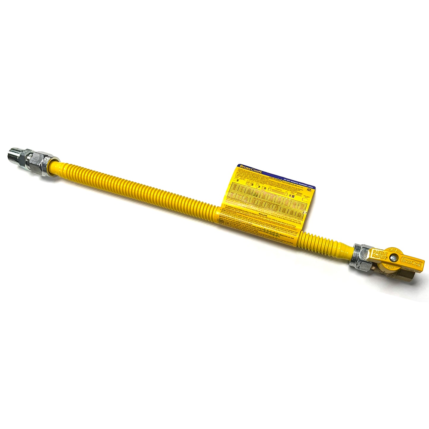 CSSC4K-24 - ProCoat Stainless Steel Gas Connector with Ball Valve - 1/2" MIP x FIP, 1/2" ID, 24"