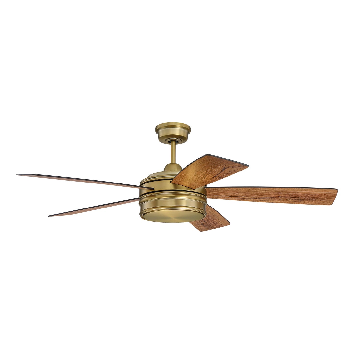 BRX52SB5 - Braxton 52" 5 Blade Ceiling Fan with Light Kit - Remote & Wall Control - Satin Brass