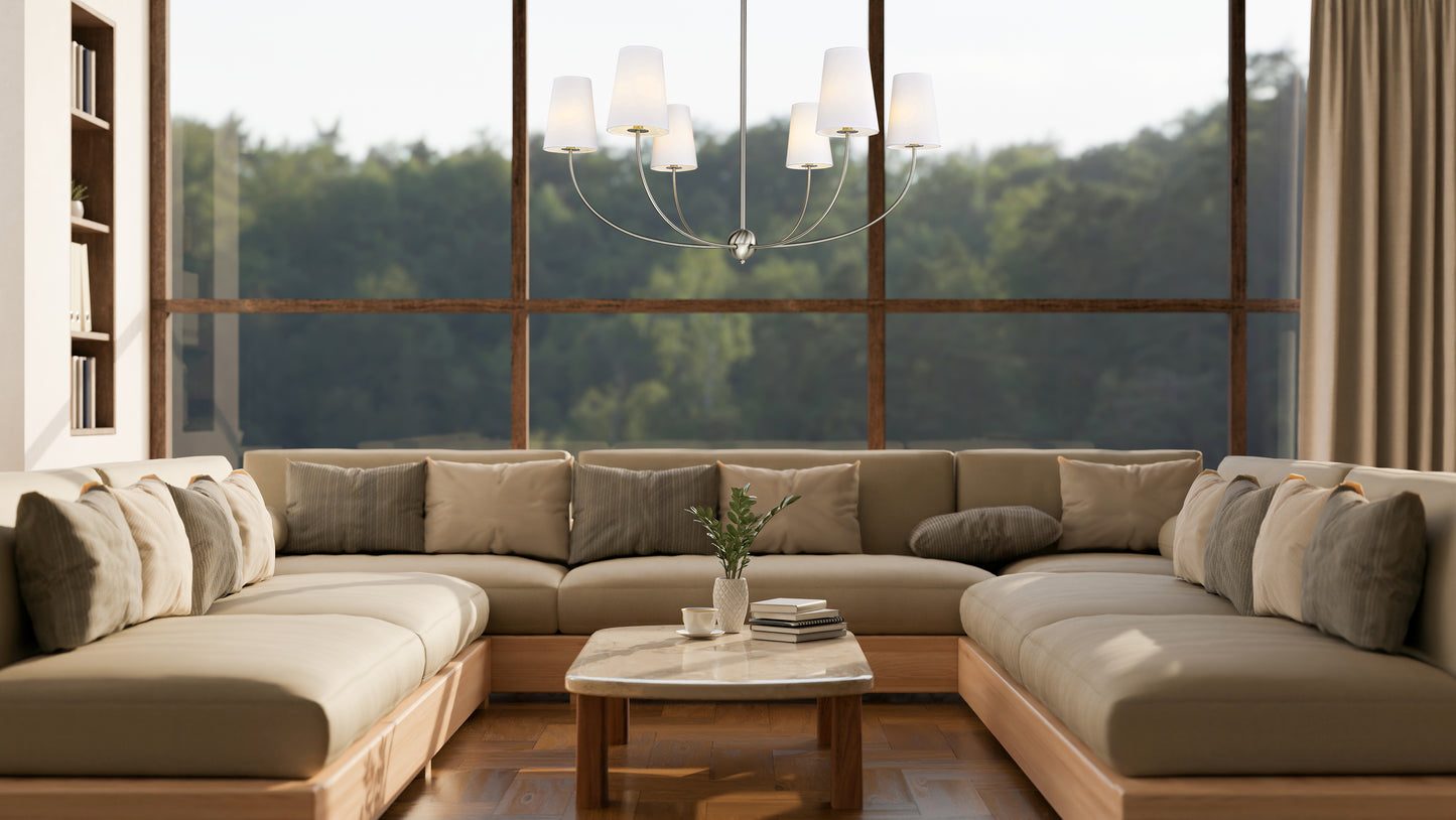 3040-42BN - Shannon 6 Light 42" Chandelier - Brushed Nickel