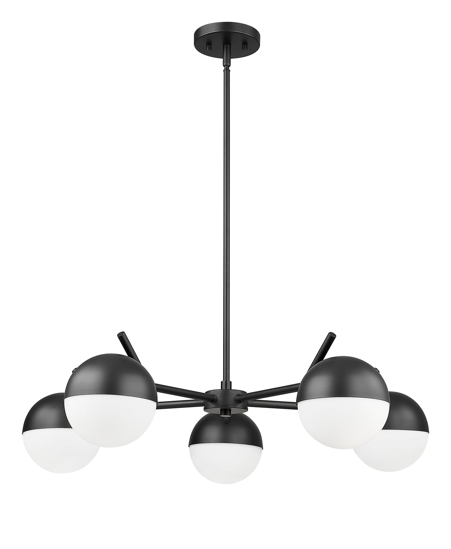 7517-5MB - Realm Sphere 5 Light 32" Chandelier - Matte Black