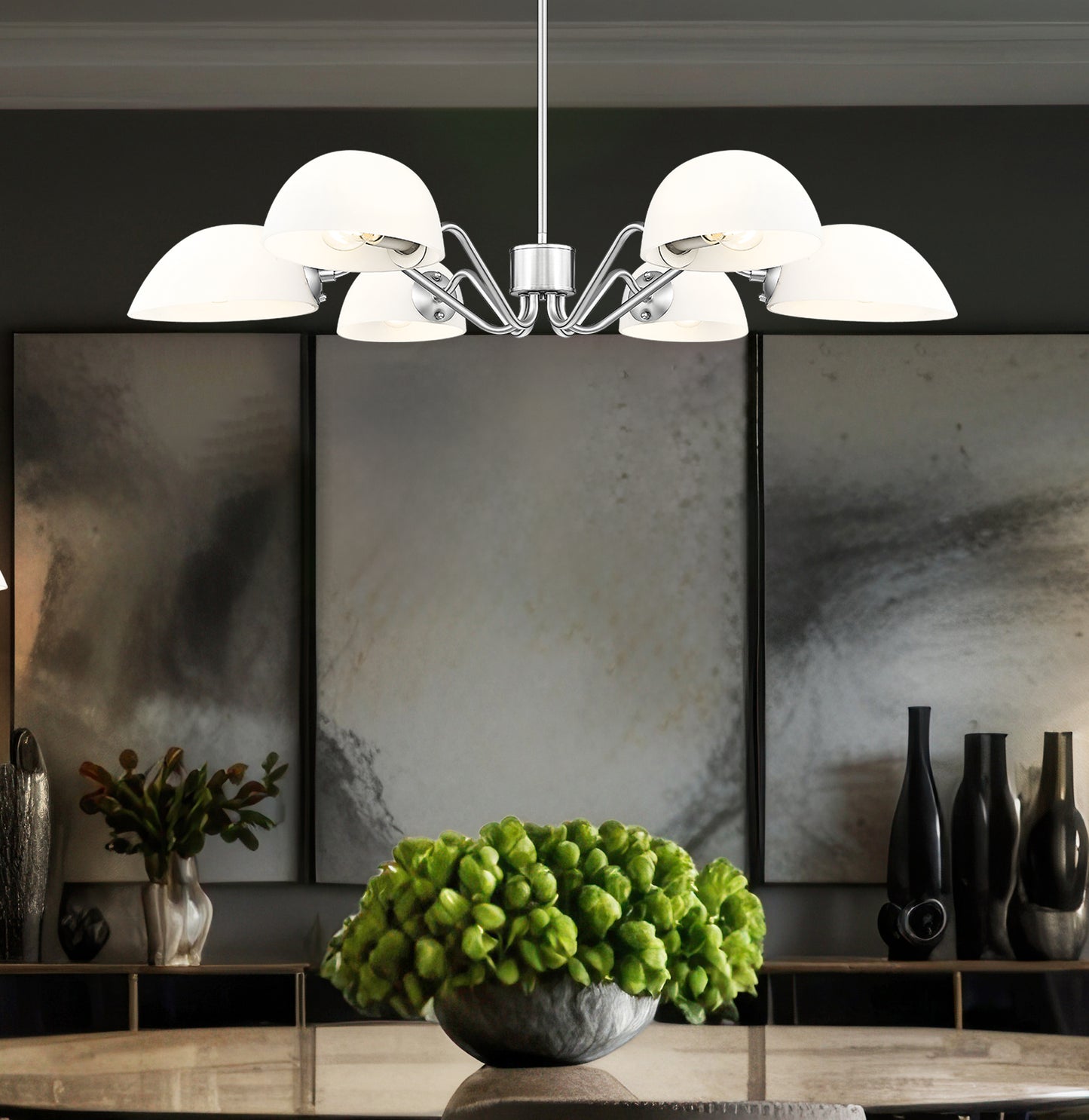 3048-6BN - Breton 6 Light 39" Chandelier - Brushed Nickel