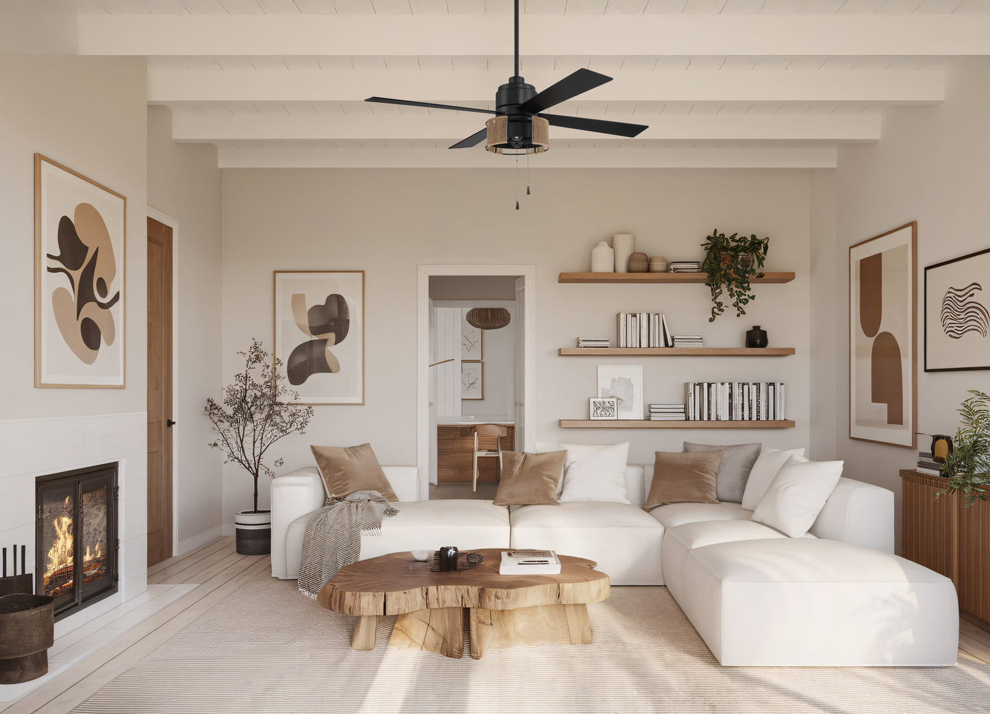 KNS52FB4 - Kensey 52" 4 Blade Ceiling Fan with Light Kit - Flat Black