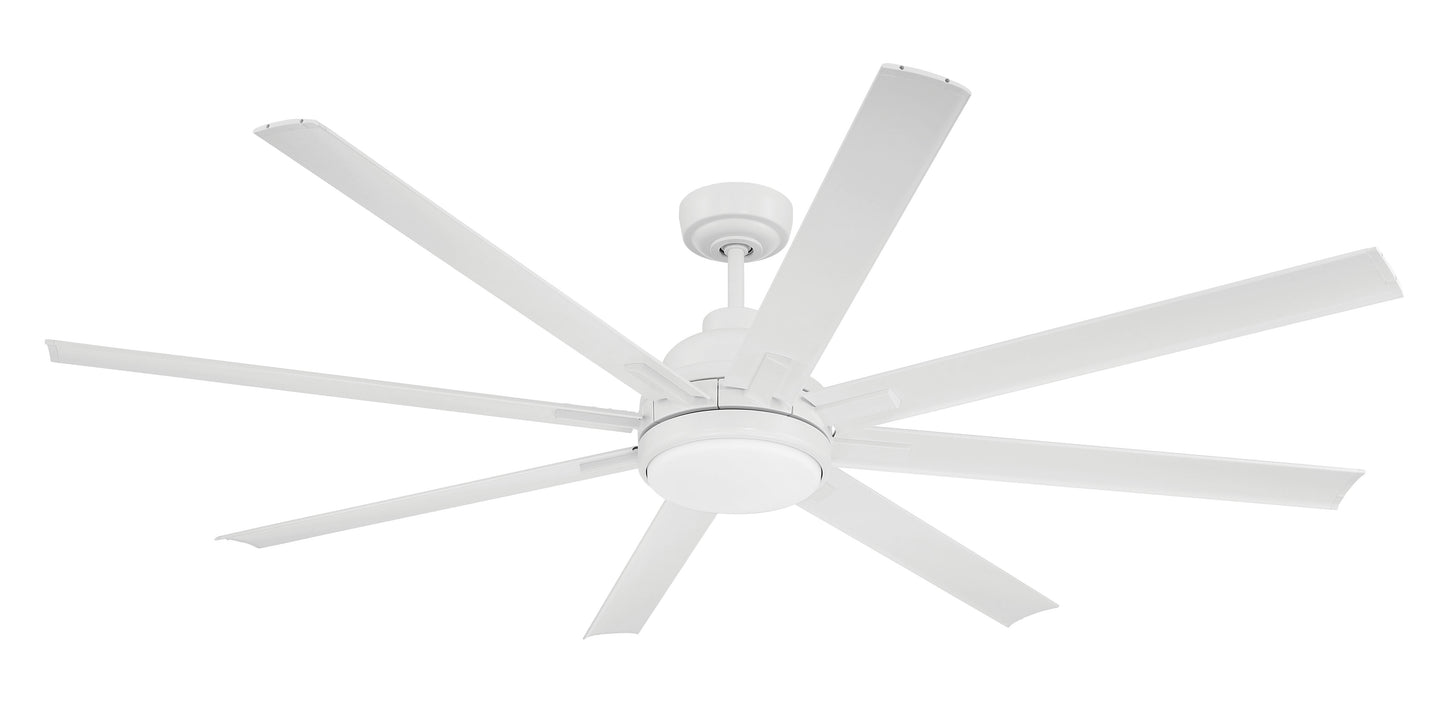 RSH65W8 - Rush 65 65" 8 Blade Indoor Outdoor Ceiling Fan with Light Kit - White