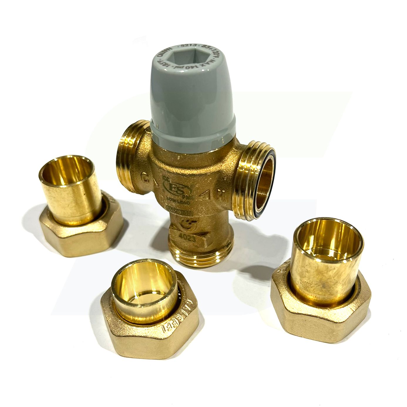 521359A - TubMixer Scald Protection 3-Way Adjustable Thermostatic Mixing Valve - 3/4" Sweat